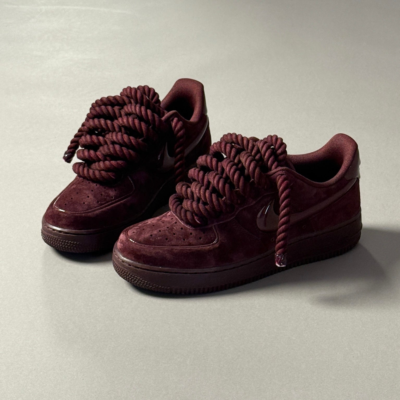 Nike Air Force 1 Bordeaux Suede "Rope Laces" V1 - EV8 Style