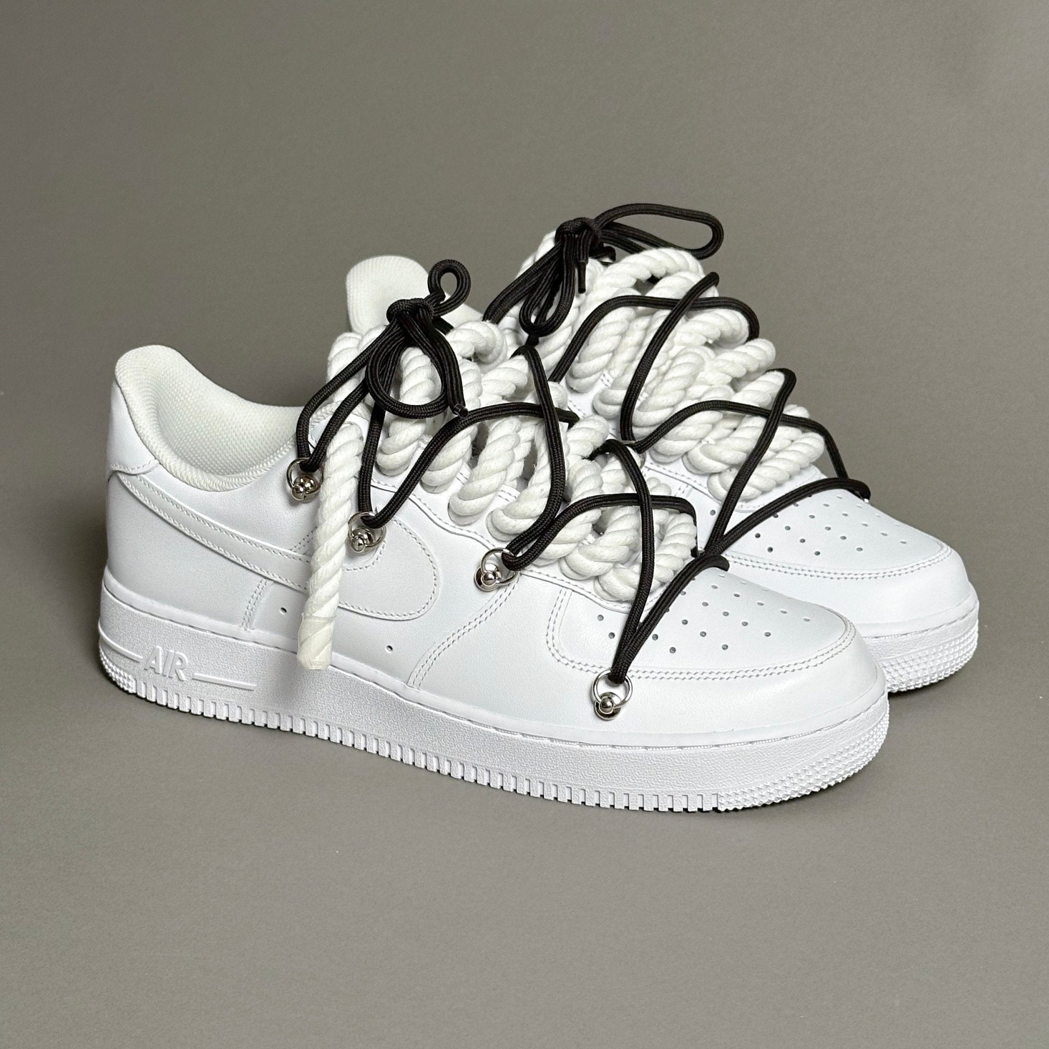 Nike Air Force 1 “Rope Laces White” Triple Black V1 - EV8 Style