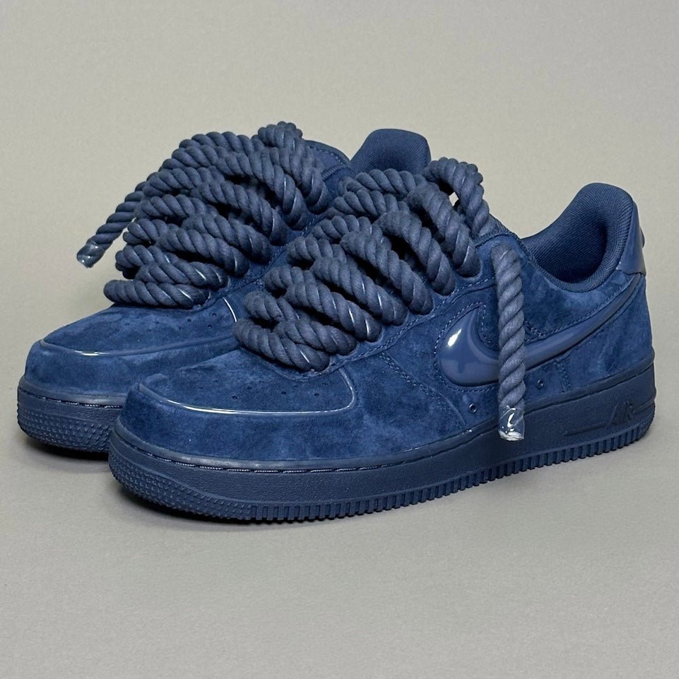 Nike Air Force 1 Blue Suede "Rope Laces" V1 - EV8 Style